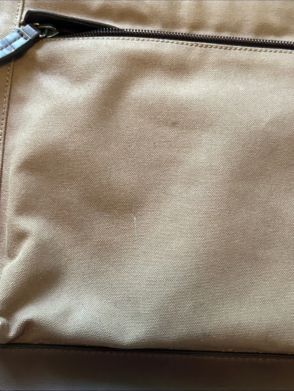 Coach Men’s Tan Canvas & Dark Brown Leather Messenger Bag